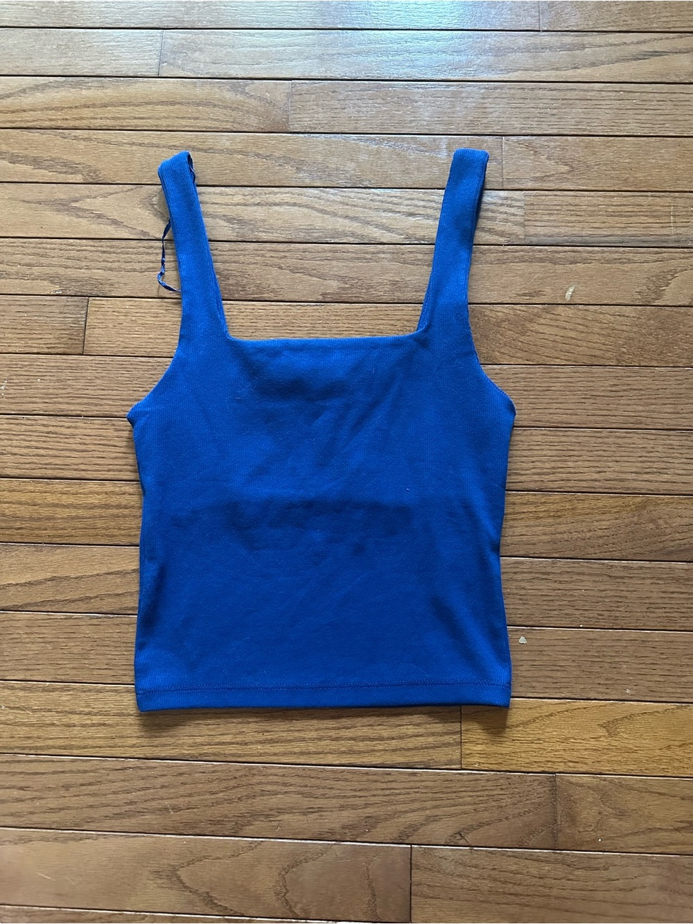Square Neck Royal Blue Cropped Tank Top